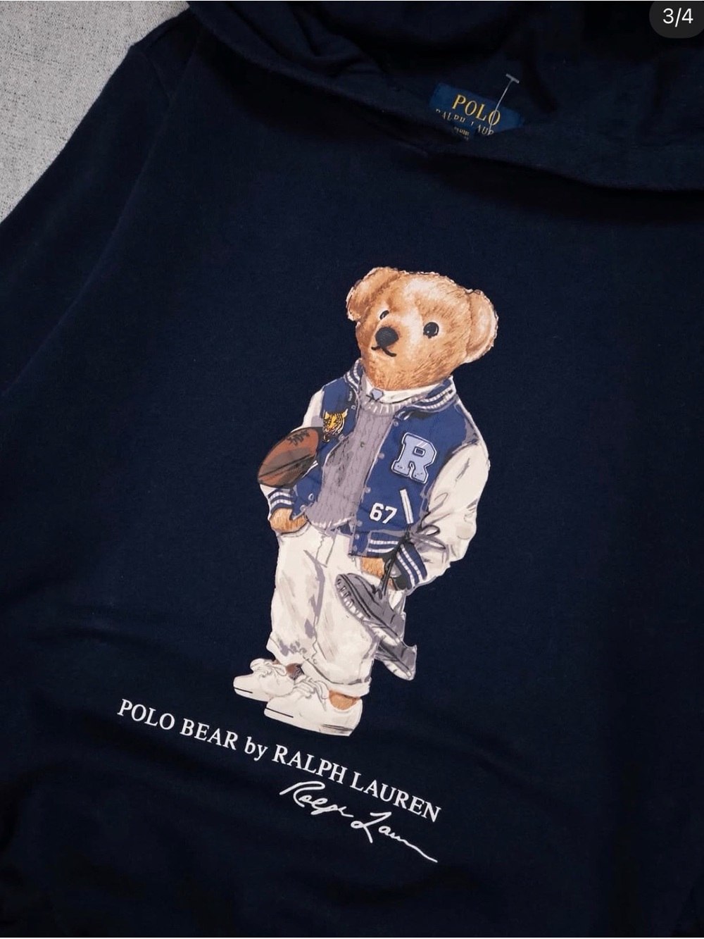 Polo by Ralph Lauren Navy Bear Graphic Hoodie - Picture 3 of 12